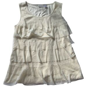 Chico's Women's Ivory Tiered Lace Sleeveless Tank Top Size 1‎